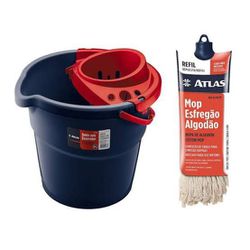CONJUNTO MOP ESFREGÃO ALGODÃO + BALDE ATLAS - Andraort Tintas