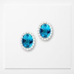 Brinco Chakra laríngeo topázio azul swiss - 47 - ANNAVIVA