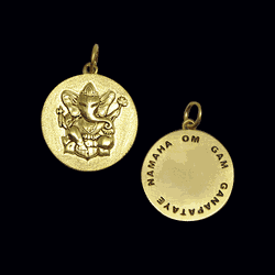 Medalha Ganesha em Prata com 20ml Banho em ouro 18... - ANNAVIVA