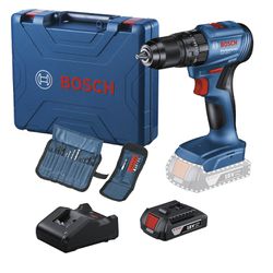 PARAFUSADEIRA/FURADEIRA DE IMPACTO 18V SEM ESCOVA (GSB185-LI) 1 BATERIA COM MALETA + 23AC. BV - BOSCH - 37262 - ARARENSEFERRAMENTAS