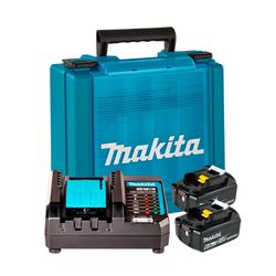 KIT 2 BATERIAS BL1850B + CARREGADOR DC18WC 18V COM MALETA - MAKITA - 39084 - ARARENSEFERRAMENTAS