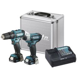 COMBO PARAFUSADEIRA/FURADEIRA + PARAFUSADEIRA DE IMPACTO A BATERIA 12V COM 2BATERIAS 2AH/ CARREGADOR E MALETA METALICA CLX228SAX- MAKITA - 39307 - ARARENSEFERRAMENTAS