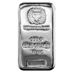 Germania Mint Silver Cast Bar Ag 999.9 - 10 oz - Argentum Hedge