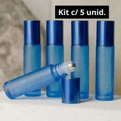 Frasco De Vidro Roll-on Grosso 10ml Azul - Aroma Acessórios