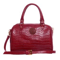 BOLSA EM COURO LEGÍTIMO CROCO VERMELHO