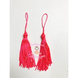 TASSEL ( PINGENTE) DE SEDA ROSA NEON - 2 UNIDADES ... - ARTESANA CARTONAGEM