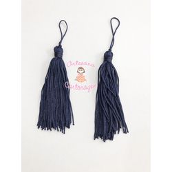 TASSEL ( PINGENTE) DE SEDA AZUL MARINHO - 2 UNIDAD... - ARTESANA CARTONAGEM