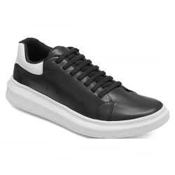 Tênis Masculino Urban Em Couro Legítimo Preto E Br... - ARTEZANNI