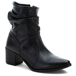 Bota Feminina Sanfonada Em Couro Legítimo Preta - ... - ARTEZANNI