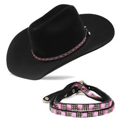 Chapéu Feminino Country Bandinha De Strass Rosa - ... - ARTEZANNI