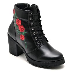 Bota Feminina Aurora em Couro Legítimo Preto com F... - ARTEZANNI