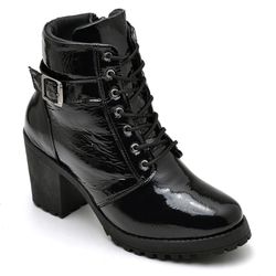 Bota Feminina Aurora em Couro Legítimo Verniz Pret... - ARTEZANNI