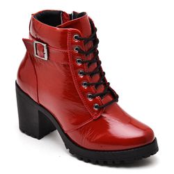Bota Feminina Aurora em Couro Legítimo Verniz Verm... - ARTEZANNI