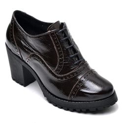 Bota Feminina Ankle Em Couro Legítimo Verniz Café ... - ARTEZANNI