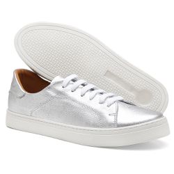 Tenis Feminino Laces em Couro Legitimo Prata - 250... - ARTEZANNI