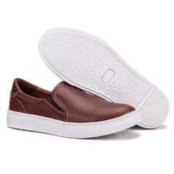 Tênis Masculino Slip On Atos Em Couro Legítimo Caf... - ARTEZANNI