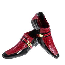 Sapato Social Masculino Italiano Em Couro Vermelho... - Art Sapatos ®