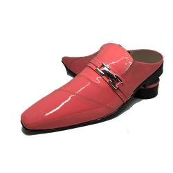 Babuche Masculino Em Couro Rosa Salmão Verniz Ref:... - Art Sapatos ®