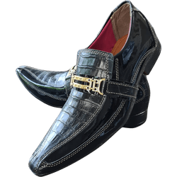 Sapato Masculino Italiano em Couro Preto Croko Neg... - Art Sapatos ®