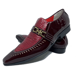 Sapato Masculino Italiano em Couro Vinho com Croko... - Art Sapatos ®