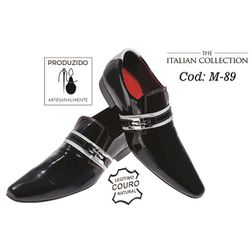 Sapato Masculino Italiano Em Couro Social Preto Ve... - Art Sapatos ®