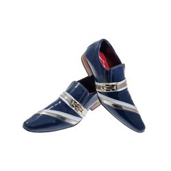 Sapato Masculino Italiano Em Couro Plato Azul Ref:... - Art Sapatos ®