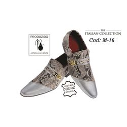Sapato Masculino Italiano Em Couro Cobra Silver - ... - Art Sapatos ®