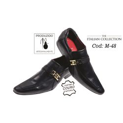 Sapato Masculino Italiano Em Couro Preto - 01048 - Art Sapatos ®