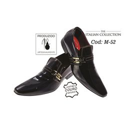 Sapato Masculino Italiano Em Couro Preto Verniz - ... - Art Sapatos ®