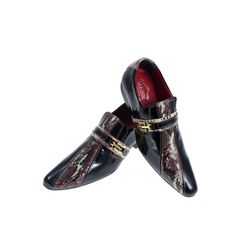 Sapato Masculino Italiano Em Couro Preto Com Cobra... - Art Sapatos ®