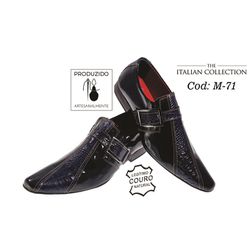 Sapato Masculino Italiano Em Couro Preto Com Preto... - Art Sapatos ®