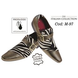 Sapato Masculino Italiano Em Couro Zebra Com Doura... - Art Sapatos ®