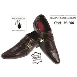 Sapato Masculino Italiano Em Couro Marrom Frizado ... - Art Sapatos ®