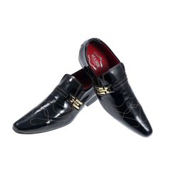 Sapato Masculino Italiano Em Couro Preto Bordado -... - Art Sapatos ®