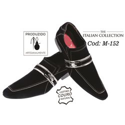 Sapato Masculino Italiano Em Camurça Preto Com Pra... - Art Sapatos ®