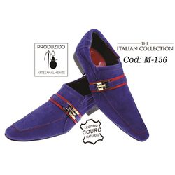 Sapato Masculino Italiano Em Couro Azul Camurça - ... - Art Sapatos ®