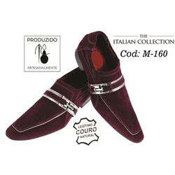 Sapato Masculino Italiano Em Camurça Vermelho Ref:... - Art Sapatos ®