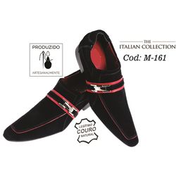 Sapato Masculino Italiano Em Camurça Preto Com Ver... - Art Sapatos ®