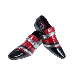 Sapato Masculino Italiano Em Couro Vermelho Com Pr... - Art Sapatos ®