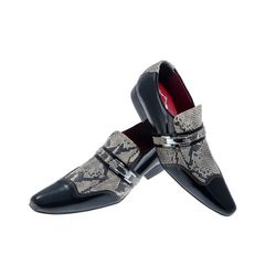 Sapato Masculino Italiano Em Couro Preto Com Cobra... - Art Sapatos ®