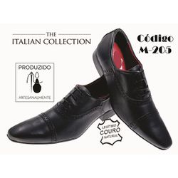 Sapato Masculino Italiano Em Couro Preto Fosco Oxf... - Art Sapatos ®
