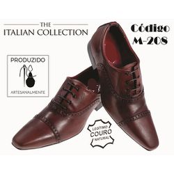 Sapato Masculino Italiano Em Couro Marrom Rustico ... - Art Sapatos ®