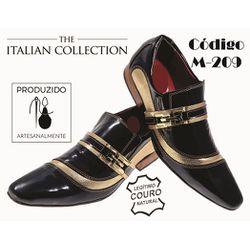 Sapato Masculino Italiano Em Couro Preto Verniz Co... - Art Sapatos ®