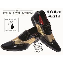Sapato Masculino Italiano Em Couro Preto Com Doura... - Art Sapatos ®