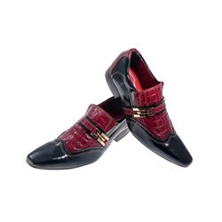 Sapato Masculino Italiano Em Couro Preto Com Vinho... - Art Sapatos ®