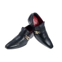 Sapato Masculino Italiano Em Couro Preto Fosco Des... - Art Sapatos ®