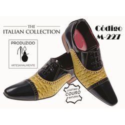 Sapato Masculino Italiano Em Couro Amarelo Jacaré ... - Art Sapatos ®