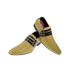 Sapato Masculino Italiano Em Couro Amarelo Jacaré ... - Art Sapatos ®