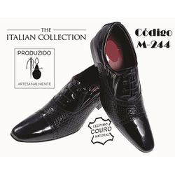 Sapato Masculino Italiano Em Couro Preto Frizado O... - Art Sapatos ®