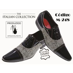 Sapato Masculino Italiano Em Couro Preto e Branco ... - Art Sapatos ®